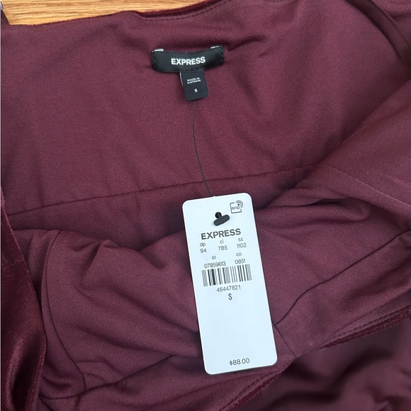 Express Women’s Satin & Velvet Burgundy Dress - Picture 6 of 6